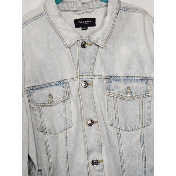 Pacsun Women's Denim Jean Jacket Light Wash Trucker Jacket Button Down Sz XL - Picture 2 of 5